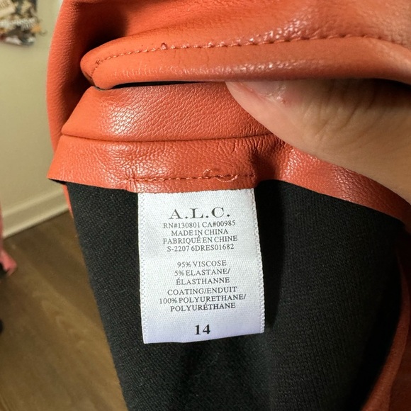 A.L.C. Women's Whiskey Vegan Leather Cutout Lexi A-Line Dress Size 14 - Picture 4 of 4
